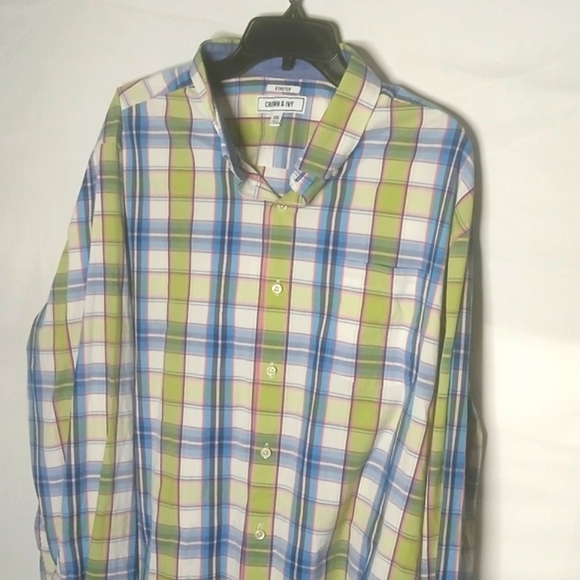 Crown & Ivy Men's 2XL Stretch Plaid Button-Down Shirt – Classic Fit - Picture 5 of 8